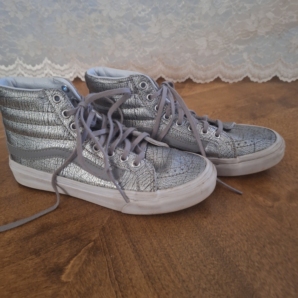 Vans Silver High-Top Kids Sneakers